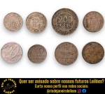 CONJUNTO DE MOEDAS, PROCEDÊNCIA BRASIL, COMPOSTO OITO UNIDADES, SENDO: 50 RÉIS, ANO 1870; 200 RÉIS, ANO 1889; 200 RÉIS, ANO 1920; 300 RÉIS, ANO 1936; 400 RÉIS, ANO 1917; 1000 RÉIS, ANO 1922; 20 CRUZEIROS, ANO 1965 E 10 CENTAVOS, ANO 1970. APRESENTAM MARCAS DO TEMPO, USO, DESGASTES E/OU IMPERFEIÇÕES COMPATÍVEIS COM SUA UTILIZAÇÃO E ESTADO DE CONSERVAÇÃO, CONFORME FOTOS EXTRAS. ESCLAREÇA TODAS AS DÚVIDAS ANTES DE EFETUAR SEU LANCE, QUE SERÁ CONSIDERADO IRREVOGÁVEL E IRRETRATÁVEL. CONSULTE PREVIAMENTE OS TERMOS E CONDIÇÕES DISPONÍVEIS NO SITE. CONTATO VIA TELEFONE OU WHATSAPP: (21) 98264-3000.