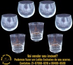 CONJUNTO PARA SERVIÇO DE BEBIDAS DESTILADAS E DRINKS EXECUTADOS EM VIDRO TRANSPARENTE, MARCAS, MODELOS, MEDIDAS, FORMATOS, TAMANHOS, UTILIDADES E PROCEDÊNCIAS DIVERSOS COMPOSTO POR SETE PEÇAS, SENDO: TRÊS CURTOS, DITOS LOWBALL, CORPO CILÍNDRICO COM ESTAMPA, DITA RÓTULO, GRANTS E BASE ESPESSA MACIÇA, MEDINDO 9 X 8 CM CADA E QUATRO BOJUDOS, TIPO TUMBLER, COM FORMATO ARREDONDADO, PAREDES CURVAS E BASE MACIÇA, MEDINDO 8 X 7,5 CM CADA. APRESENTAM MARCAS DO TEMPO, USO, DESGASTES E/OU IMPERFEIÇÕES COMPATÍVEIS COM SUA UTILIZAÇÃO E ESTADO DE CONSERVAÇÃO, CONFORME FOTOS EXTRAS. ESCLAREÇA TODAS AS DÚVIDAS ANTES DE EFETUAR SEU LANCE, QUE SERÁ CONSIDERADO IRREVOGÁVEL E IRRETRATÁVEL. CONSULTE PREVIAMENTE OS TERMOS E CONDIÇÕES DISPONÍVEIS NO SITE. CONTATO VIA TELEFONE OU WHATSAPP: (21) 98264-3000.