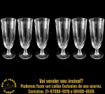 CONJUNTO DE TAÇAS PARA CHAMPANHE, TIPO FLÛTE, EXECUTADAS EM DEMI CRISTAL, BOJO ALTO E LEVEMENTE CÔNICO DELICADO TRABALHO LAPIDADO, DITO DEDÃO, NA PARTE INFERIOR, HASTE ROBUSTA SOBRE BASE CIRCULAR, MEDINDO 15,5 X 5,5 CM CADA. APRESENTAM MARCAS DO TEMPO, USO, DESGASTES E/OU IMPERFEIÇÕES COMPATÍVEIS COM SUA UTILIZAÇÃO E ESTADO DE CONSERVAÇÃO, CONFORME FOTOS EXTRAS. ESCLAREÇA TODAS AS DÚVIDAS ANTES DE EFETUAR SEU LANCE, QUE SERÁ CONSIDERADO IRREVOGÁVEL E IRRETRATÁVEL. CONSULTE PREVIAMENTE OS TERMOS E CONDIÇÕES DISPONÍVEIS NO SITE. CONTATO VIA TELEFONE OU WHATSAPP: (21) 98264-3000.