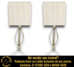 CONJUNTO DE ABAT-JOURS, BASE EM METAL, FORMATO ORGÂNICO, COM ACABAMENTO PATINADO, APRESENTANDO HASTE CENTRAL E PERNAS CURVADAS, MEDINDO 36 CM, ACOMPANHADO DE CÚPULA REVESTIDA EM TECIDO, COMPOSTO POR DUAS PEÇAS, MEDINDO 17,5 X 17 CM CADA. NÃO FORAM TESTADOS ESTADO DE FUNCIONAMENTO, INTEGRIDADE E/OU FUNCIONALIDADES DOS ITENS. TRATA-SE DE EQUIPAMENTO ELETROELETRÔNICO USADO, SENDO QUE EVENTUAIS TESTES E VERIFICAÇÕES REALIZADOS DURANTE A CATALOGAÇÃO REFLETEM APENAS AS CONDIÇÕES OBSERVADAS NAQUELE MOMENTO, CONFORME FOTOS EXTRAS. TODAVIA, EM RAZÃO DE MANUSEIO, TRANSPORTE, ARMAZENAMENTO, NÃO OFERECEMOS QUALQUER TIPO DE GARANTIA DE FUNCIONAMENTO, DEVENDO O ARREMATANTE CONSIDERAR TAIS CONDIÇÕES PREVIAMENTE À ARREMATAÇÃO. ESCLAREÇA TODAS AS DÚVIDAS ANTES DE EFETUAR SEU LANCE, QUE SERÁ CONSIDERADO IRREVOGÁVEL E IRRETRATÁVEL. CONSULTE PREVIAMENTE OS TERMOS E CONDIÇÕES DISPONÍVEIS NO SITE. CONTATO (21) 98264-3000.