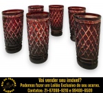 CONJUNTO DE COPOS LONG DRINK EXECUTADOS EM CRISTAL COLORIDO, APRESENTANDO FORMATO CILÍNDRICO RICAMENTE ORNADOS COM RELEVO EM PADRÃO LOSANGULAR DIAMANTADO, BORDA LISA E BASE MAIS ESPESSA E REFORÇADA, COMPOSTO POR SEIS PEÇAS, MEDINDO 13,5 X 7,5 CM CADA. APRESENTAM MARCAS DO TEMPO, USO, DESGASTES E/OU IMPERFEIÇÕES COMPATÍVEIS COM SUA UTILIZAÇÃO E ESTADO DE CONSERVAÇÃO, CONFORME FOTOS EXTRAS. ESCLAREÇA TODAS AS DÚVIDAS ANTES DE EFETUAR SEU LANCE, QUE SERÁ CONSIDERADO IRREVOGÁVEL E IRRETRATÁVEL. CONSULTE PREVIAMENTE OS TERMOS E CONDIÇÕES DISPONÍVEIS NO SITE. CONTATO VIA TELEFONE OU WHATSAPP: (21) 98264-3000.