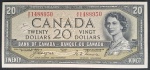 CANADA - RAINHA - 20 DOLLARS 1954 - FE COM ANOTAÇÃO DE CANETA