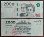 ARGENTINA - 2000 PESOS - RAMON E CECILIA - FE COM FITA DE SEGURANÇA