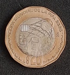MEXICO - BIMETÁLICA - 20 PESOS - MOEDA COMEMORATIVA  DA COPA DO MUNDO - GOL - FC