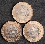 MEXICO - BIMETÁLICA - 20 PESOS - MOEDA COMEMORATIVA DA COPA DO MUNDO - CHUTE - FC - 3 MOEDAS