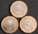 MEXICO - BIMETÁLICA - 20 PESOS - MOEDA COMEMORATIVA DA COPA DO MUNDO - GOLEIRO - FC - 3 MOEDAS