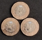 MEXICO - BIMETÁLICA - 20 PESOS - MOEDA COMEMORATIVA DA COPA DO MUNDO - ONÇA - FC - 3 MOEDAS