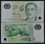 SINGAPURA - POLÍMERO - 5 DOLLARS - FE