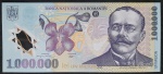 CEDULA da ROMENIA - 1000000 LEI - 2003 - (20)03 - REPOSIÇÃO - ASTERISCO - PREFIXO Z - POLIMERO - PLASTICO - P116az - FE