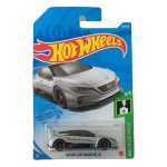 Hot Wheels Nissan Leaf Nismo RC_02, miniatura em metal na escala aproximada 1/64, lançamento 2021, integrante da série HW Green Speed, número 5/5 da coleção e 217/250 da linha principal Hot Wheels. Modelo inspirado no protótipo elétrico de competição Nissan Leaf Nismo RC_02, com carroceria prateada, detalhes em preto e vermelho, inscrições `Nissan Intelligent Mobility` e Nismo, além de rodas pretas com aro vermelho. Miniatura lacrada em sua embalagem original, apresentando sinais de armazenamento na cartela, conforme fotos. Interessante exemplar para colecionadores de Hot Wheels, Nissan, veículos japoneses e modelos de competição. Produto exatamente das fotos do anúncio.