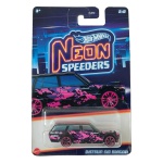 Hot Wheels Mattel Datsun 510 Wagon – Neon Speeders – 2/8 – lançamento 2024 – miniatura colecionável em escala 1/64, integrante da série especial Neon Speeders. Modelo na cor preta com decoração camuflada em tons de rosa e lilás, detalhes Datsun e Sparco e rodas especiais em rosa. Referência HRW68. Fabricada na Tailândia. Miniatura mantida lacrada em sua embalagem original, apresentando leves sinais de armazenamento na cartela, conforme fotos. Produto exatamente das fotos do anúncio.
