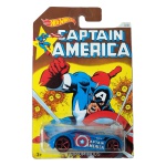 Hot Wheels Mattel – Marvel Captain America 75th Anniversary – Sir Ominous – 3/8 – miniatura colecionável em escala 1/64, na cor azul metálico, com decoração temática do Capitão América, escudo e inscrições laterais, rodas com acabamento vermelho e interior cromado. Edição especial lançada em 2016 em comemoração aos 75 anos do Capitão América. Referência DJK77. Fabricado na Tailândia. Miniatura lacrada em sua embalagem original, apresentando sinais de armazenamento na cartela, conforme fotos. Produto exatamente das fotos do anúncio.