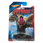 Hot Wheels Muscle Tone – Vision (Marvel Avengers: Age of Ultron), miniatura em escala 1/64. Pertencente à série especial Marvel Avengers: Age of Ultron, o modelo é o 5/8 da coleção. Apresenta acabamento na cor verde metálico escuro, com rodas de cinco pontas cromadas na cor rosa e gráficos laterais com o nome `VISION` e o logo dos Vingadores. Produzido pela Mattel na Tailândia. Miniatura lacrada em sua embalagem original, em excelente estado de conservação (conforme fotos). Lançamento de 2015. Produto exatamente das fotos do anúncio.