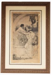 Reprodução representando "CENA GALANTE". Med: Moldura 115x 78cm s/ 86x50cm