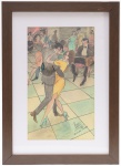 PEDRO SEGUI (1915-1988) - Técnica mista sobre cartão representando "CASAL DANÇANDO TANGO". Med: Moldura 35x25cm s/ 24x15cm