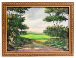 ATANAS JAGMIN 1982 - OSC representando "PAISAGEM" assinado centro inferior . Med: Moldura 24x32cm s/ 20x27cm (apresenta pequeno desgaste na pintura)