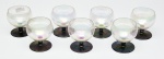 Conjunto constando 07 taças em cristal iridescente.(apresenta pequenos bicados)