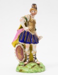 Escultura em porcelana europeia (sanson) representando guerreiro romano. Med: 18cm
