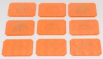 09 Fichas laranja em galalite. Med: 6,05x4cm