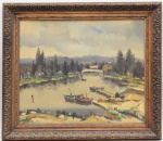 S.PINTO- Quadro óleo  sobre tela SEVRES- FRANÇA, datada de 1967. Med: Moldura 70x80cm s/ 52x62cm