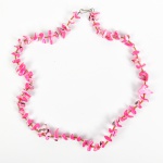 Colar feminino indígena no tons rosa e marrom. Med: 27cm
