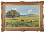 M. VASCONCELLOS - Óleo sobre tela, representando paisagem campestre. Assinado no canto inferior esquerdo. Medidas da tela: 59 x 91cm; Medidas totais: 81 x 115cm. RETIRADA POR TRANSPORTADA APÓS AGENDAMENTO.