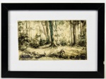ANTONIO PARREIRAS (1860-1937)- TMSP representando "PAISAGEM DE FLORESTA". Med: Moldura 23x31cm s/ 12x20cm (assinado CIE)(apresenta pequeno lascado na moldura)