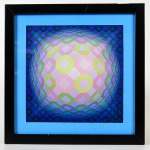 VICTOR VASARELI (1906-1997) - Reprodução de litografia "OKTA-STRI" Editions Du Griffon 1975 suisse. Med: Moldura 30x30cm s/ 26x26cm