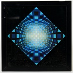 VICTOR VASARELI (1906-1997) - Reprodução de litografia "OKTA-POS" Editions Du Griffon 1974 suisse. Med: Moldura 30x30cm s/ 26x26cm