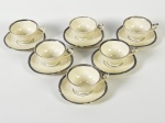 KOENIGSZELT- Conjunto constando 06 xicaras para café em porcelana alemã, pintura de prata na borda.