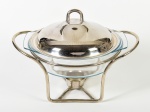 Rechaud de vidro suporte em metal. Med: 25x23x32cm