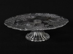 Prato para bolo em vidro decoração representando FLORES E FRUTAS. Med: Alt 10cm / diâmetro 33cm