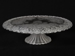 Prato para bolo em vidro decoração floral. Med: Alt 08cm / diâmetro 33cm