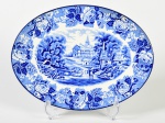 WOODS WARE - Suporte para pratos em faiança inglesa esmaltada e vitrificada, com decoração floral e paisagem. Medidas: 1,5 x 26 x 29cm.