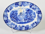 WOODS WARE - Suporte para pratos em faiança inglesa esmaltada e vitrificada, com decoração floral e paisagem. Medidas: 1,5 x 26 x 29cm.