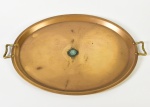 Bandeja em metal dourado. Med: 35x49cm  (no estado)