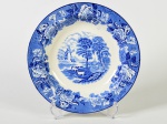 WOODS WARE - Prato para sopa em faiança inglesa esmaltada e vitrificada, com decoração fazendinha. Diâmetro: 23cm.