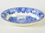 WOODS WARE - Travessa em faiança inglesa esmaltada e vitrificada, com decoração fazendinha. Medidas: 5 x 25 x 18cm.