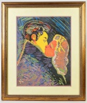 RUBENS GERCHMANN - Reprodução, representando "O BEIJO", protegido por tampo de vidro. Medidas de tela: 50 x 39cm; Medidas torais: 73 x 62cm.