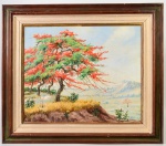 FUNCHAL GARCIA - Óleo sobre tela, representando paisagem com árvores. Assinado no canto inferior direito. Medidas da tela: 38 x 46cm; Medidas totais: 55 x 63cm.