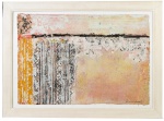 ROGÉRIO MACHADO - Técnica mista abstrata, assinada no canto inferior direito. Tela protegida por tampo de vidro. Medidas da tela: 45 x 65cm; Medidas totais: 59 x 79cm.