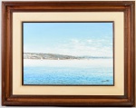 QUENTAL - Óleo sobre tela, intitulado "MARINHA", assinado no canto inferior direito. Medidas da tela: 37 x 54cm; Medidas toais: 63 x 80cm.