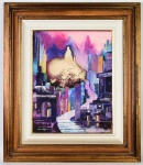 RUBENS MONTEIRO -  Arte surrealista em óleo sobre madeira, assinado no canto inferior esquerdo. Medidas da tela: 56 x 43cm; 87 x 75cm.