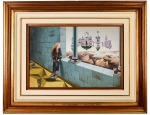 JULIO AMORÍGENES - Óleo sobre tela, intitulado "PAISAGEM DE UM MUNDO OUTRO", assinado no canto inferior esquerdo. Acompanha recibo de compra junto á GALERIA DE ARTES BORGHESE DECORAÇÕES LTDA, feita em 14 de Janeiro de 1994 na Cidade do Rio de janeiro. Medidas da tela: 39 x 59cm; Medidas totais: 74 x 94cm.
