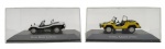 PLANETA DeAGOSTINI - COLEÇÃO CARROS INESQUECÍVEIS DO BRASIL - GURGEL XAVANTE (1972) E BUGRE BUGRE I (1970) - Lote com 2 miniaturas em escala 1/43, feitos em ferro, interior em plástico e pneus de borracha. Possuem base com nome, proteção em acrílico e encarte informativo. Abrangendo os veículos que fizeram parte da vida de um grande número de cidadãos brasileiros, os modelos da coleção contemplam lançamentos da indústria automotiva dos anos de 50, 60, 70, 80 e 90.