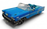 SAICO - CHEVY IMPALA 1958 - Miniatura do icônico Chevy Impala 1958 conversível da Saico, em escala 1/24, feito em metal com partes plásticas e rodas livres. Observação: Ausência de pequenas peças (para-choque traseiro, encosto do banco traseiro, desgastes na pintura e pontos de oxidação).