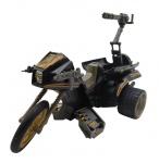 GLASSLITE - MOTO SAVAGE - RAMBO - Antigo brinquedo retratando a Moto Savage do Rambo, fabricada pela Glasslite na década de 80. Feita de plástico rígido na cor preta com adesivos. Medida: 30cm. Observação: Contém desgastes, marcas, pequena avaria no lado esquerdo do guidão (quebrado).