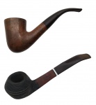 CACHIMBOS - Lote com 2 cachimbos, um GIGI COLLECTION ITALIA, fabricado na Itália e associada ao trabalho artesanal de Luigi "Gigi" Crugnola. Corpo em madeira de Briar, modelo Classica medindo 15cm aproximadamente e um MC INTOSCH ROYAL BLACK, fabricado na Inglaterra. Corpo em madeira de Briar, modelo Royal Black, medindo 15cm aproximadamente. Observação: Possuem leves desgastes, marcas e Gigi com pequena avaria na piteira.