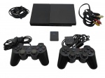 SONY - PLAYSTATION 2 - Console do Playstation 2 acompanhado de um Memory Card de 8MB, 2 controles, um original e um similar e cabos. Observação: Não testado, possui ínfimas marcas.