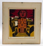 EMANOEL ARAÚJO (1940 - 2022) - XILOGRAVURA - Quadro, xilogravura sobre papel, tiragem: 33/50, assinado, CID, intitulada Casario. Moldura em madeira, com paspatur. Medidas com moldura: 41 x 46 cm; Medidas sem moldura: 29 x 33 cm. Frontal de vidro ausente.